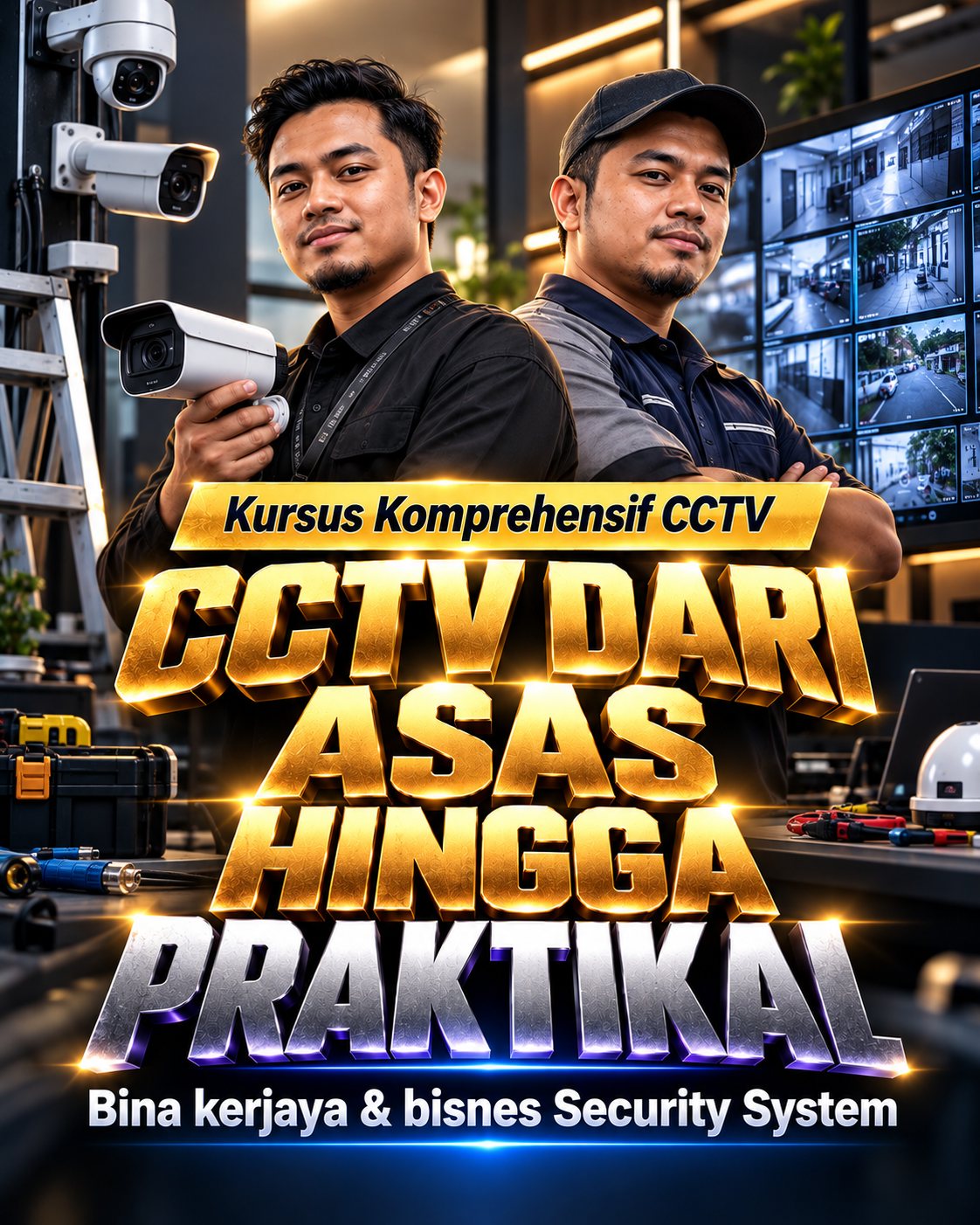 Poster Kursus Komprehensif CCTV: CCTV dari asas hingga praktikal, bina kerjaya dan bisnes Security System